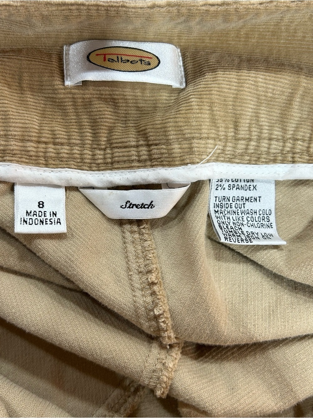 Talbots Khaki  Corduroy A-line Skirt with Round Belt Buckle - Picture 6 of 7
